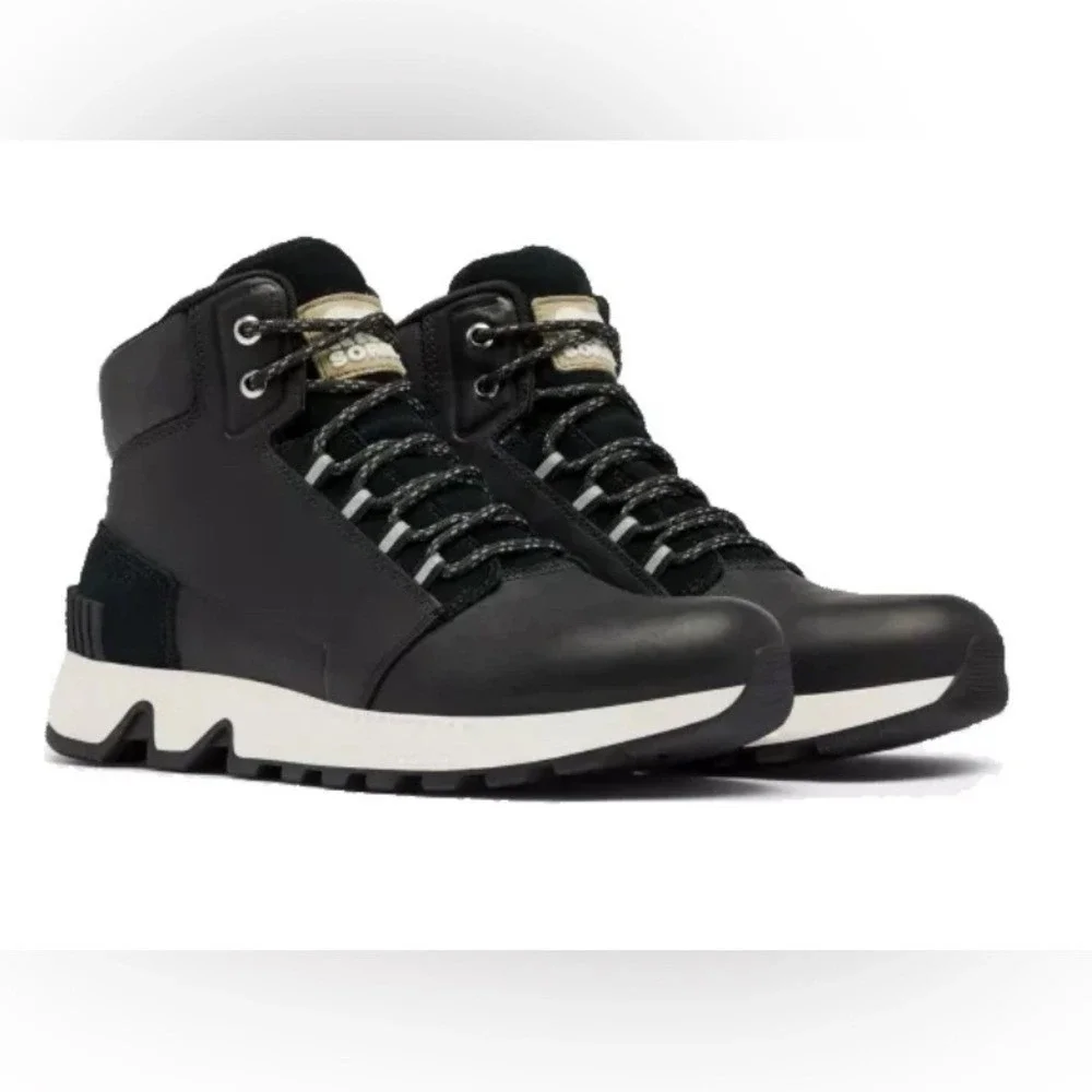 SOREL MAC HILL MID LEATHER WATERPROOF BLACK MEN'S SNEAKER SIZE 9 NWOT